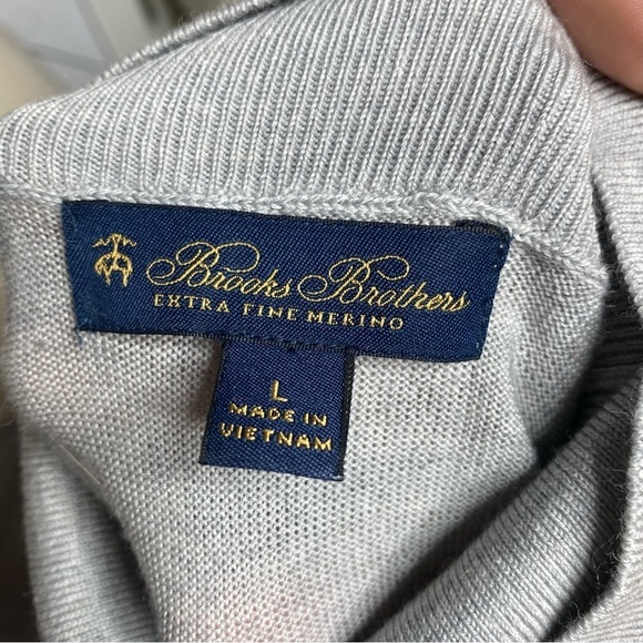 Brooks Brothers Extra‑Fine Merino Wool Turtleneck Sweater Size L • Heather Gray - Picture 3 of 5